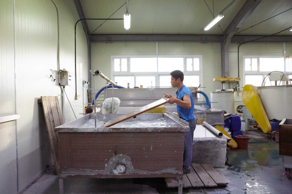 Korean man married to a Vietnamese woman in Bongdong, South Korea, working at a Korean Hanji paper manufacturing company