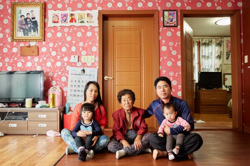 A Korean-Vietnamese family in Bongdong, South Korea, including the Korean husband, his mother, his Vietnamese wife, and their two children