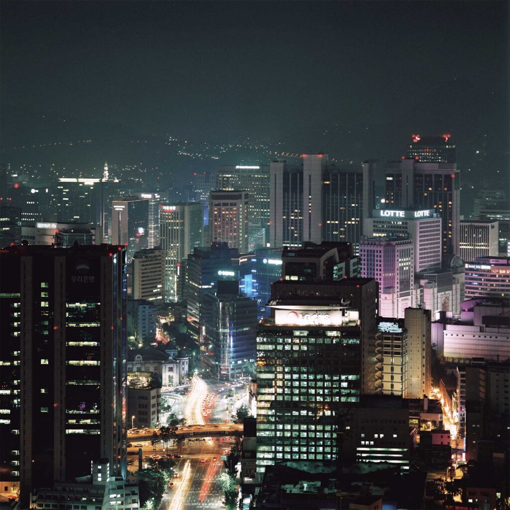 Night skyline of Jungro, Seoul, South Korea