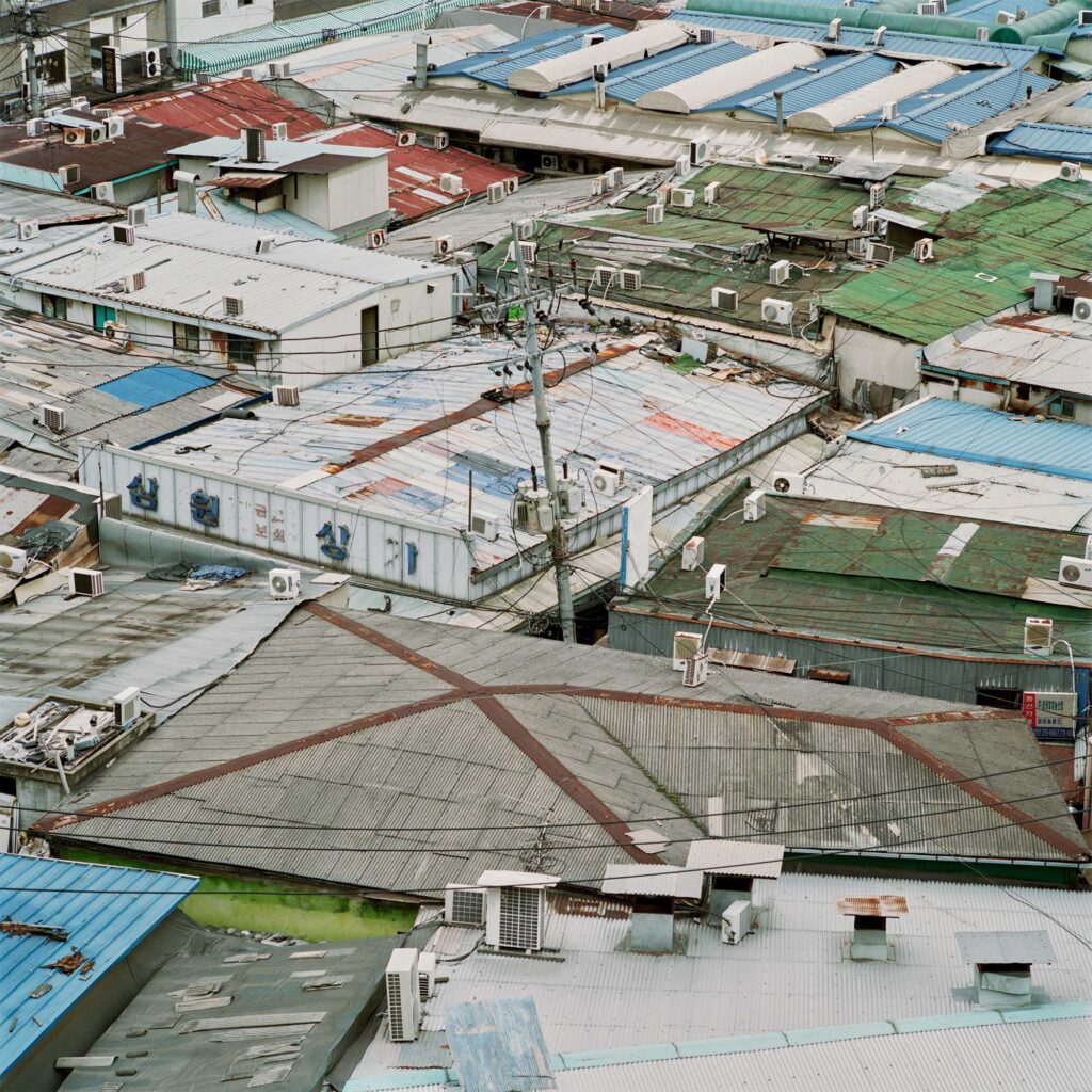 Old-style rooftops and narrow alleyways near Dongdaemun market, Seoul, South Korea