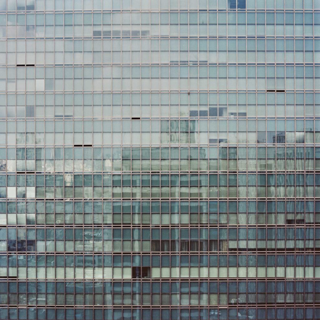 Green glass facade stands out in Gangnam district, Seoul, South Korea