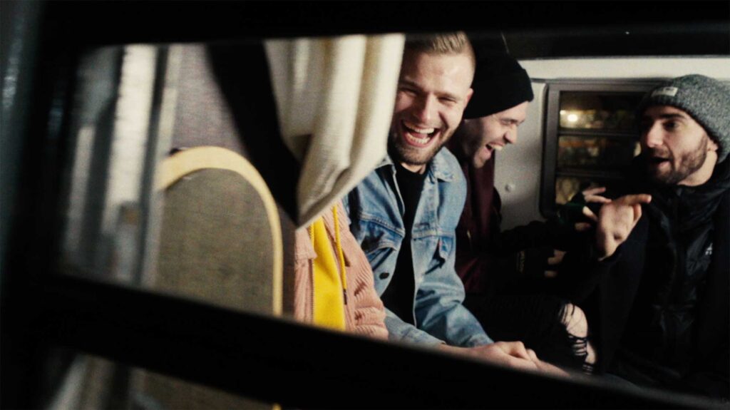 Canadian rock band drives through night of Toronto in tour bus for Jameson City Sessions, heading out for a night in the city.