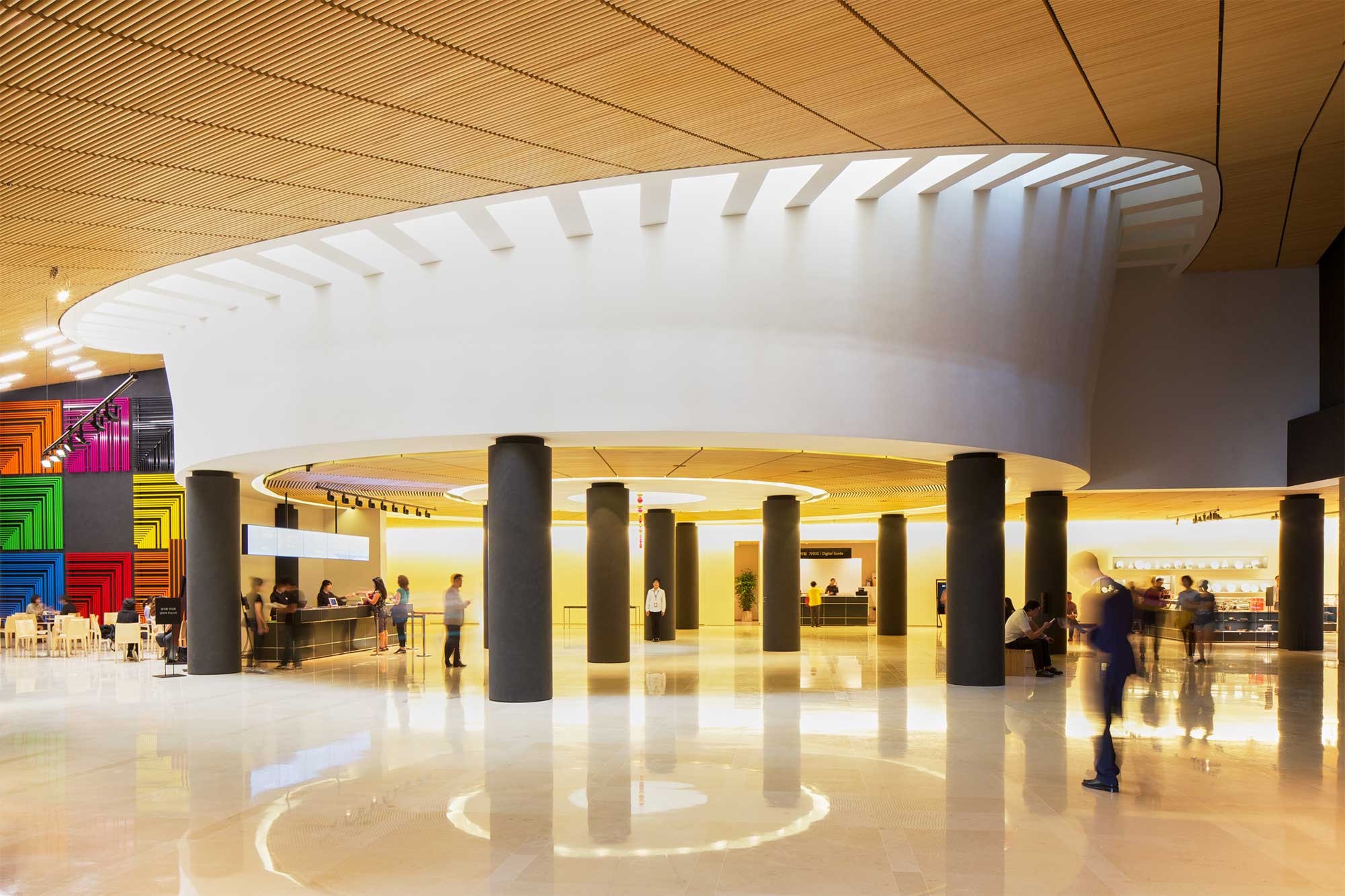The lobby, featuring the Rotunda of Museum 1, at Leeum, Samsung Museum of Art in Seoul, South Korea.