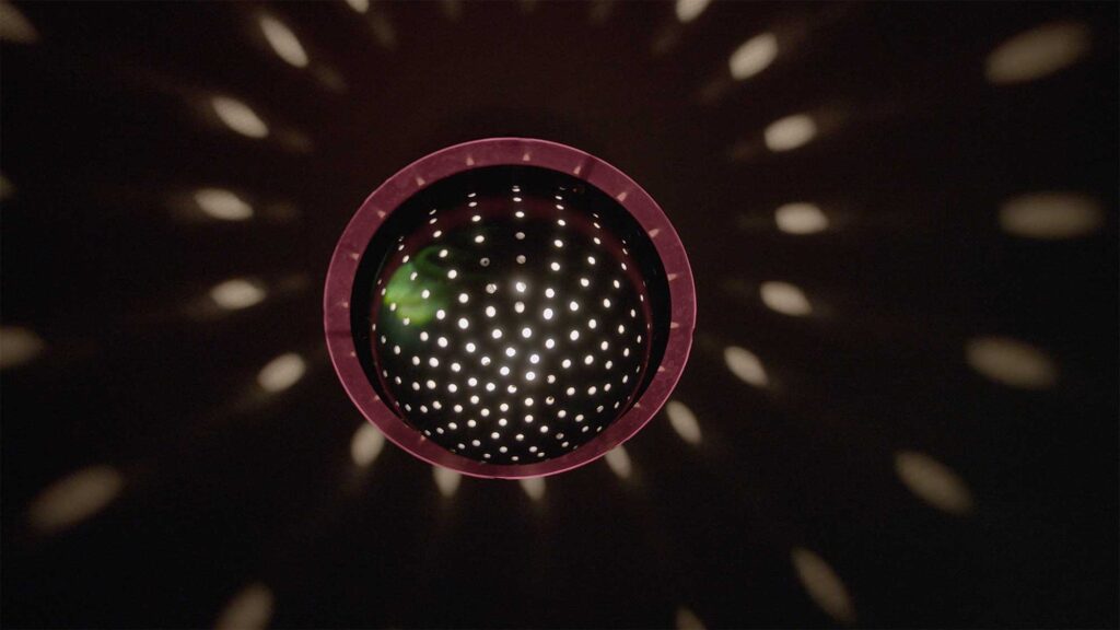 Disco ball rotating from ceiling of Norebang as part of film Plastic Girls in Seoul, South Korea.