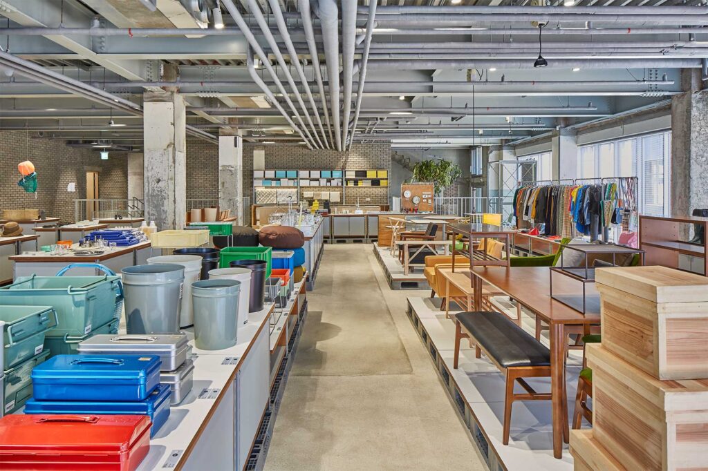 Wide shot of D&Department store in D&Department Jeju by Arario showing latest furniture and home accessories.