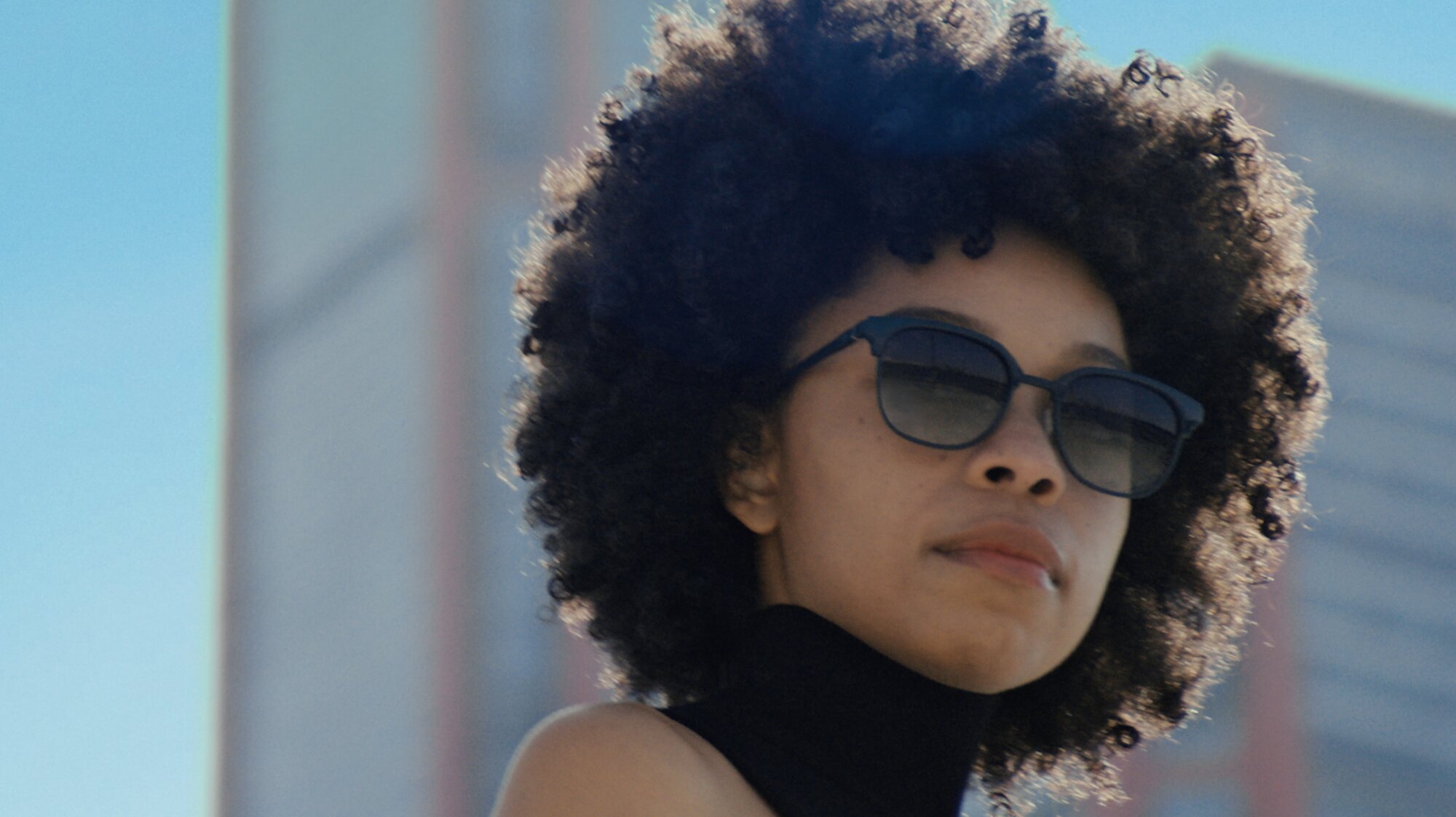 Portrait of model wearing ZEISS sunglasses in urban Seoul