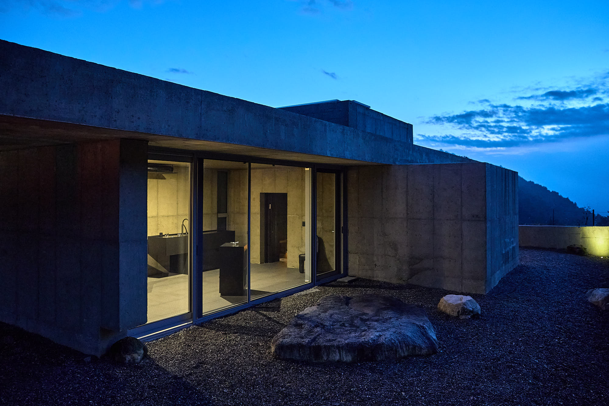 Myök Korean bathhouse illuminated at blue hour in Gyeonggi Province