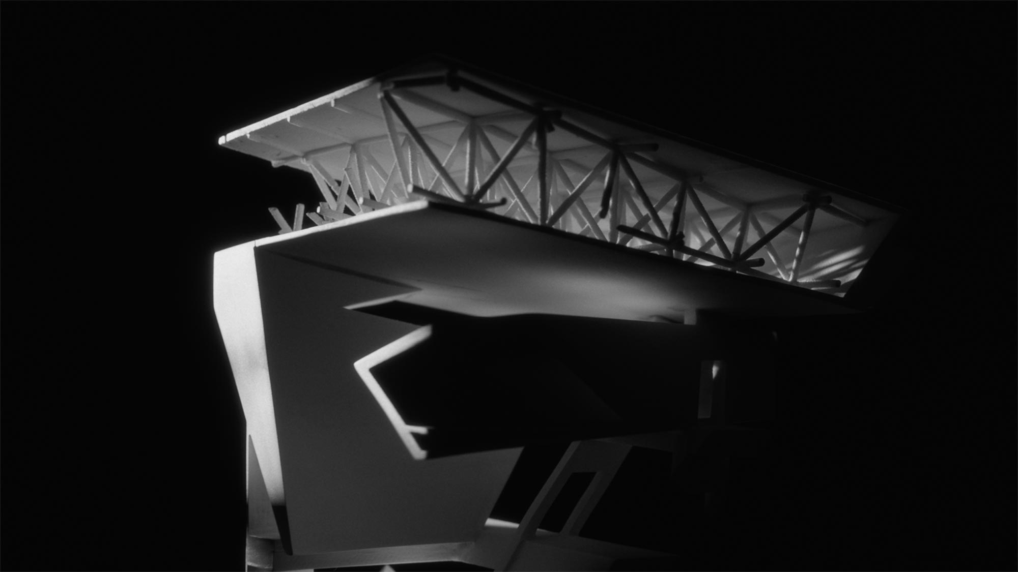 Dramatically lit architectural model detail