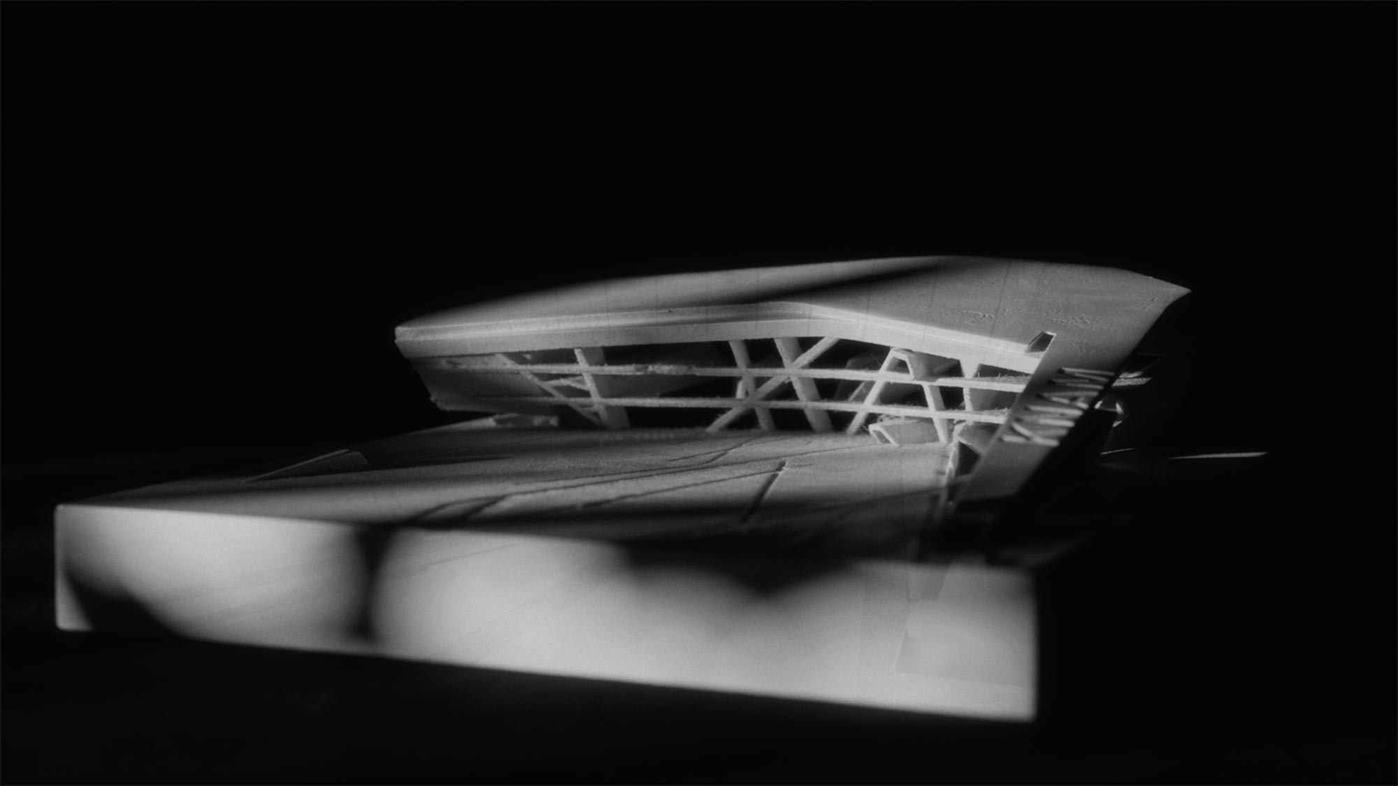 Architectural model with exposed structural framework
