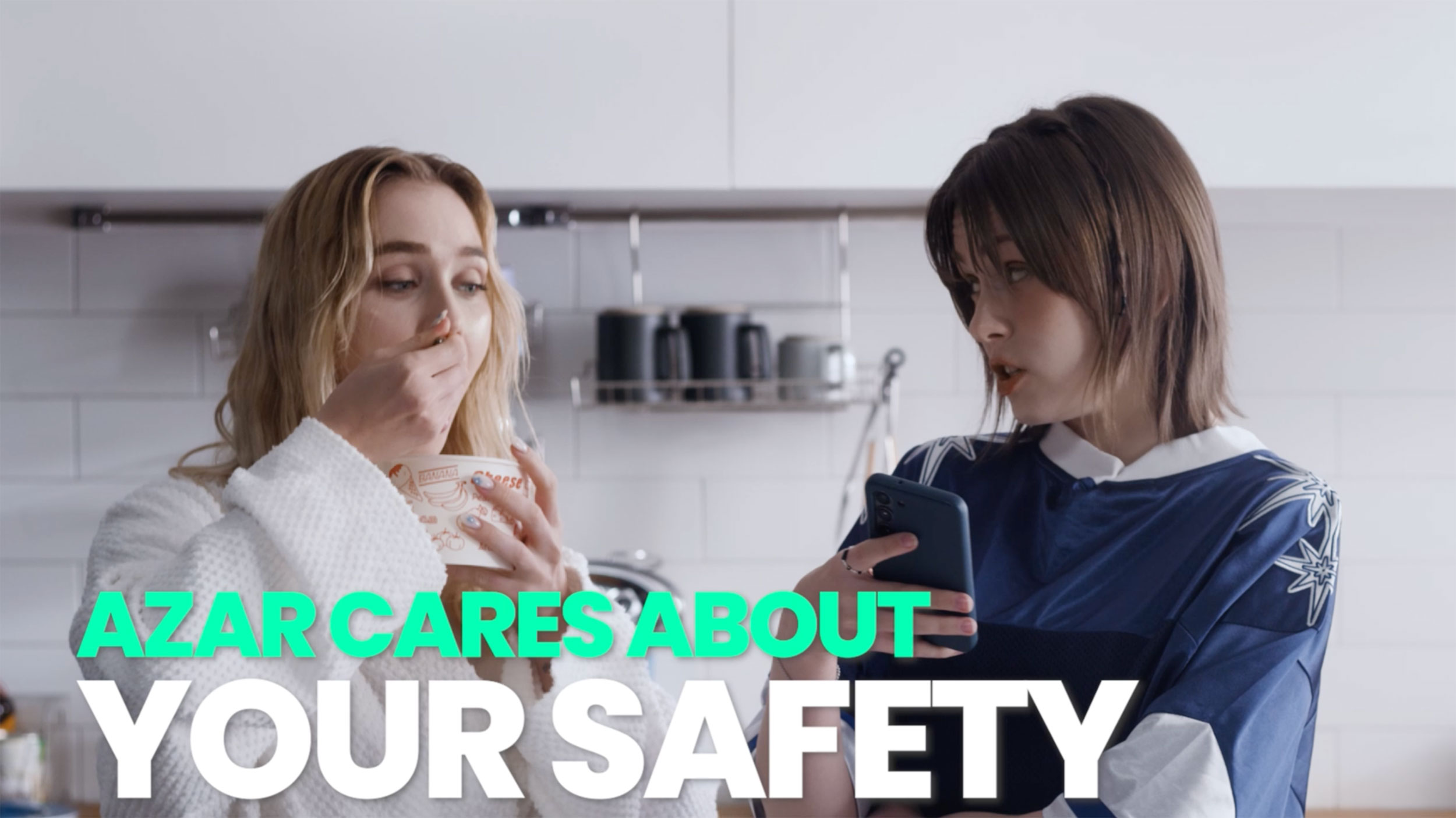 Meadow and Freya Hawks presenting Azar safety features in Towelgate