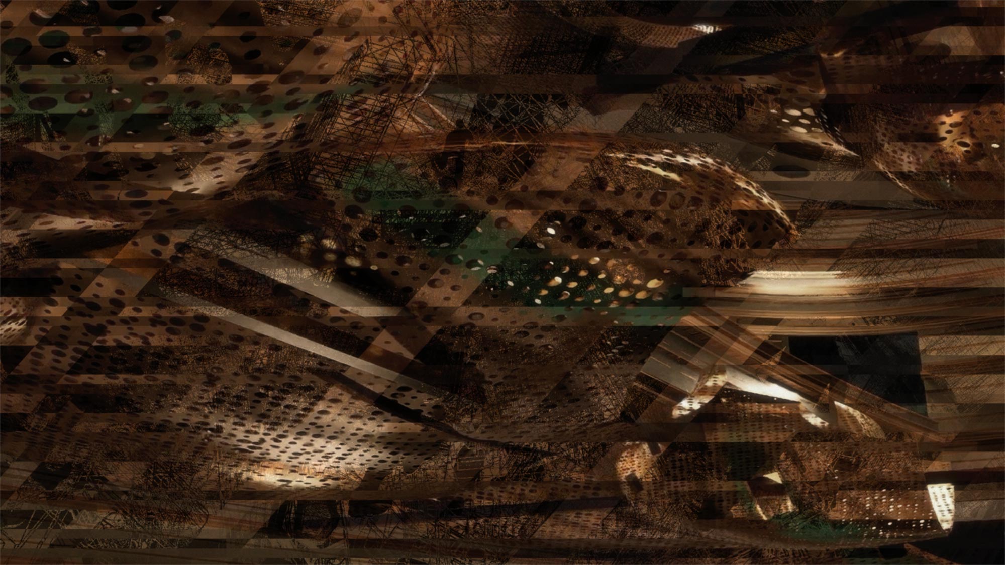 Abstract organic architectural structures and layered forms