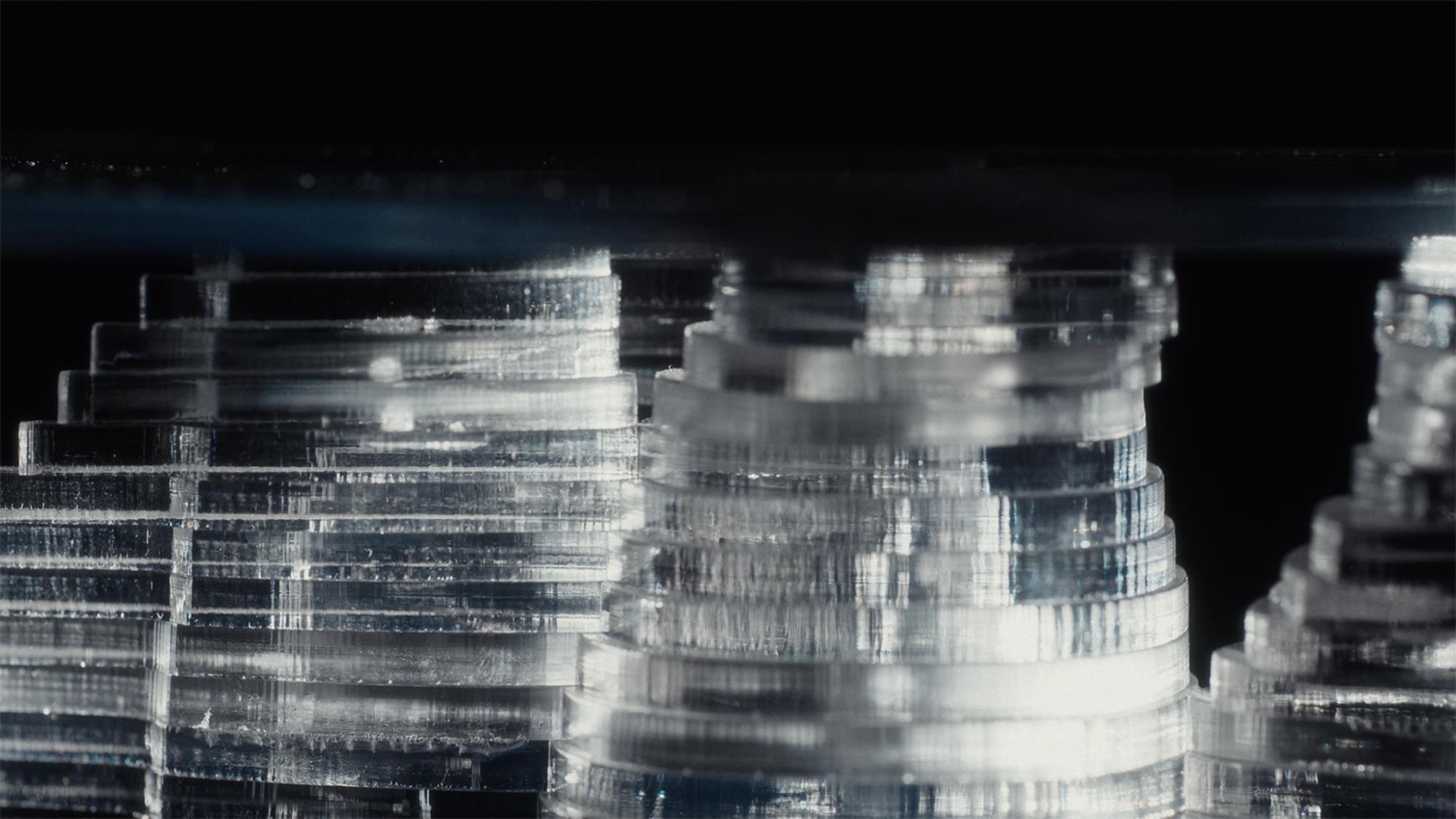 Close-up of transparent layered architectural model