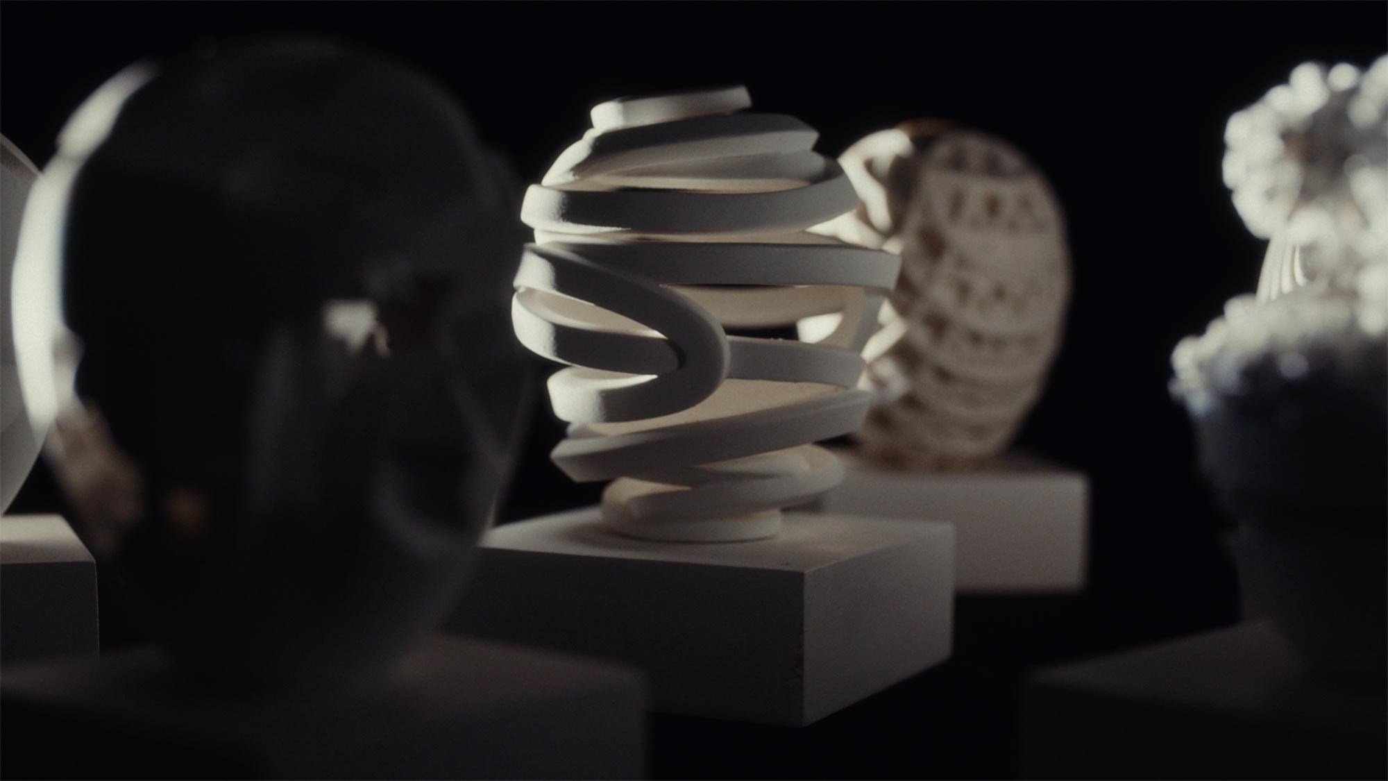 Collection of sculptural architectural study models