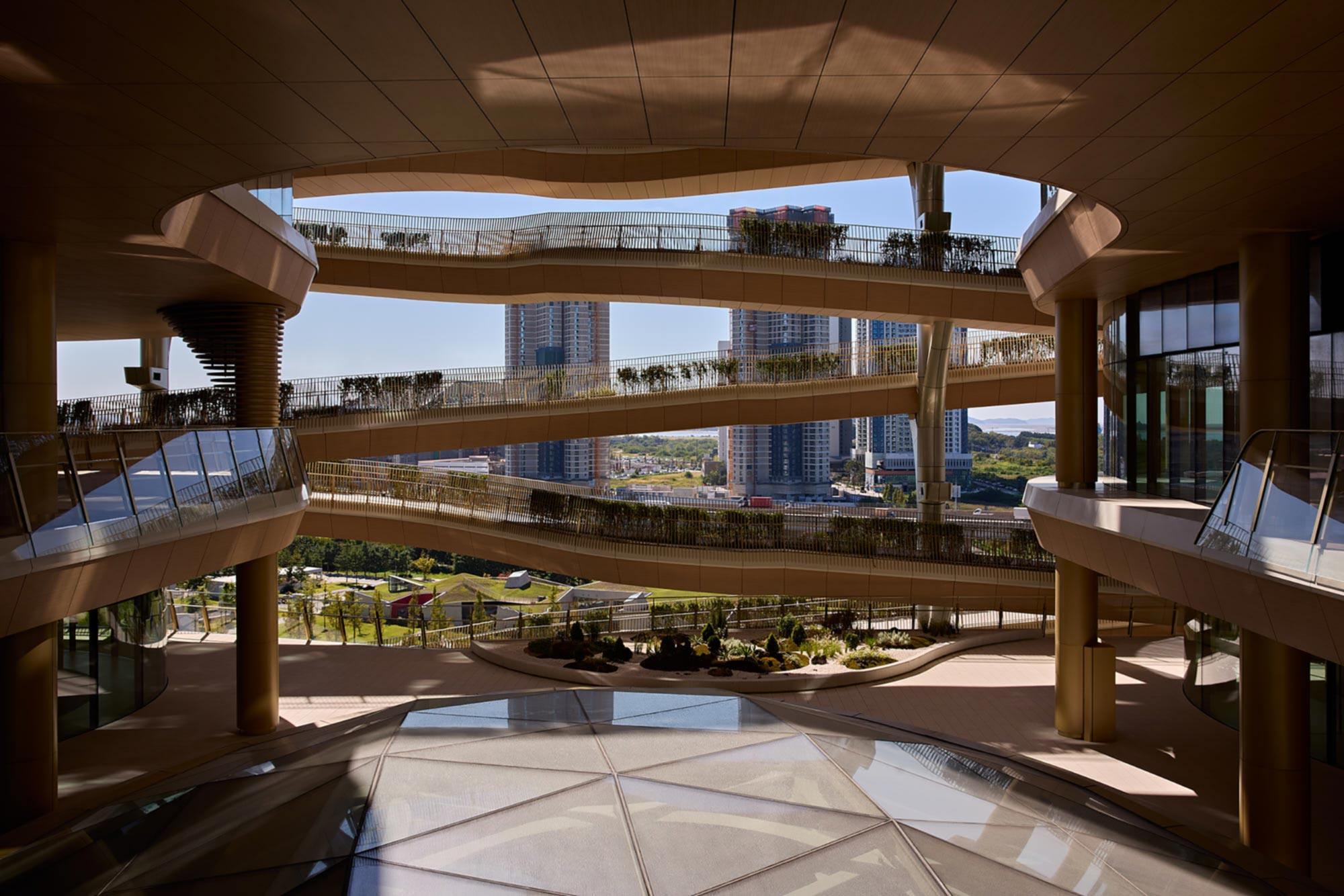 Cascading walkways at Hana Bank Headquarters by NBBJ