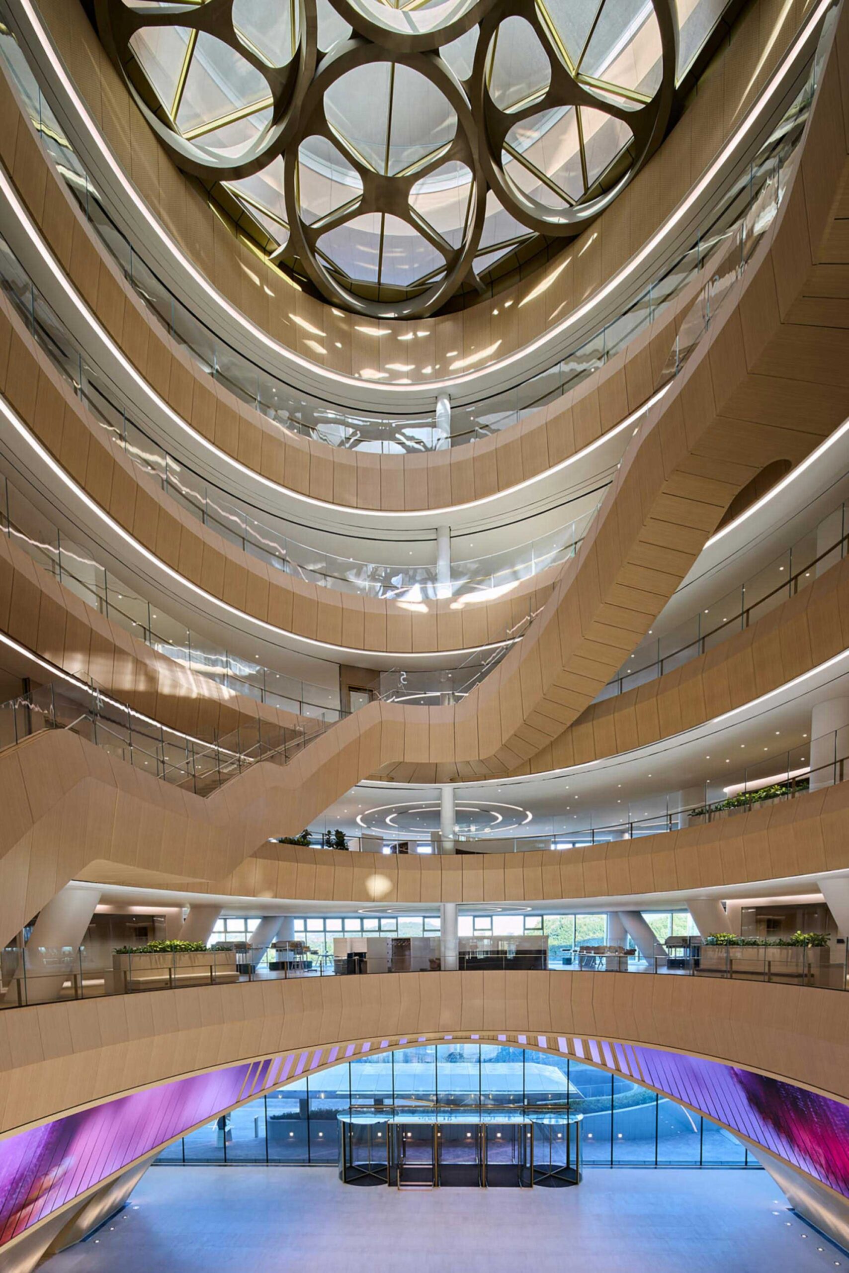 Central atrium and skylight at Hana Bank Headquarters by NBBJ